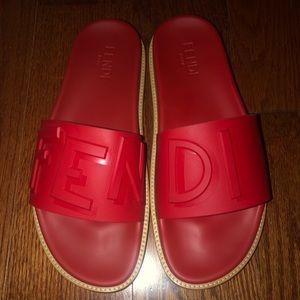 S🅾️LD‼️ Red “Fendi Vocabulary” Sandals (US 11)